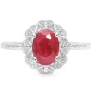 STERLING SILVER 1.20 CT ENHANCED RUBY & DIAMOND COCKTAIL RING