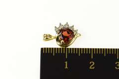 14K Yellow Gold Heart Syn. Garnet Diamond Love Symbol Pendant