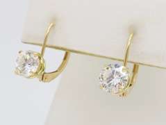 Diamond Solitaire Lever Back Earrings