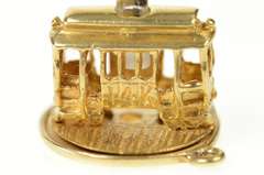 14K Yellow Gold 3D Cable Car San Francisco Souvenir Charm/Pendant