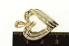 10K Yellow Gold Baguette Diamond Curvy Heart Love Pendant