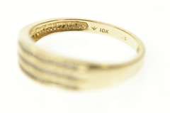 10K Yellow Gold Tiered Diamond Channel Statement Band Ring