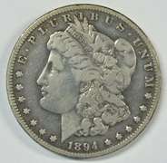 Sharp 1894-S Morgan Silver Dollar. Key date
