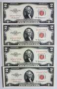 (4) Gem Crisp 1953A $2 Red Seal Notes-Consecutive!