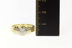 14K Yellow Gold 0.47 Ct Round Diamond Grooved Engagement Ring