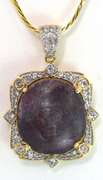 Amazing Colossal 33.00CTS of Art Deco Cabochon Star Ruby & White Sapphire Necklace in Vermeil
