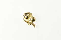 14K Yellow Gold Classic Pearl Diamond Accent Curvy Wavy Pendant