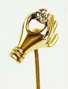 Antique 14K Hand & Diamond Stick Pin