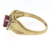 Beautiful Yellow Gold Pear Ruby and Diamond Ring