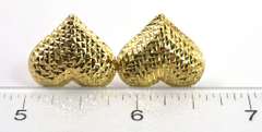 Large Textured Heart Earrings in 14KT Yellow Gold