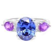 STERLING SILVER OV 8*10 MM TANZANITE AMETHYST RING