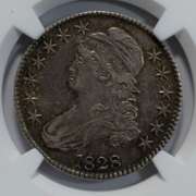 1828 Sm 8 Sq 2 Lg Letters NGC XF 45 Bust Half