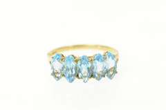 10K Yellow Gold Five Stone Marquise Blue Topaz Statement Ring