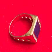 Mens 14k gold , diamond and blue lapis ring