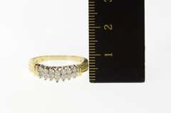 10K Yellow Gold Tiered Diamond Squared Statement Band Ring