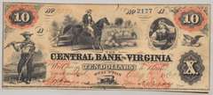 $ 10 Central Bank Of Virginia Staunton Aug 6 1860 Note