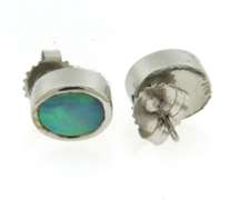 Gorgeous White Gold Bezel Set Opal Earrings