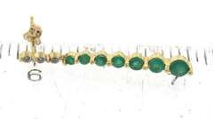 Fantastic Graduated Round Cut Emerald & Diamond Dangle Earrings