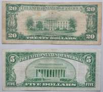 $5 Philly & $ 20 Milwaukee 1929 Series National Currency Notes