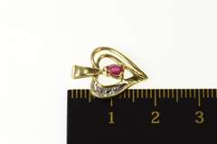 10K Yellow Gold Classic Heart Pear Ruby Diamond Love Symbol Pendant