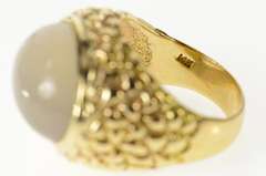 14K Yellow Gold Oval Moonstone Textured Nugget Cocktail Ring
