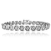 1 Ct TDW Diamond Silvertone X Tennis Bracelet