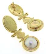 Gorgeous 18kt Mabe Pearl Dangle Earrings