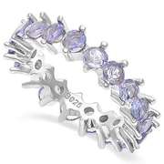 3.42 CT TANZANITE 18K GOLD PLATED ETERNITY RING