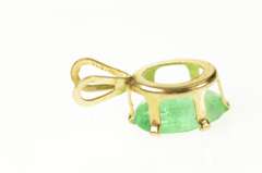 14K Yellow Gold 0.86 Ct Natural Emerald Solitaire Classic Pendant