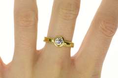 14K Yellow Gold 0.44 Ct Diamond Solitaire Ornate Engagement Ring