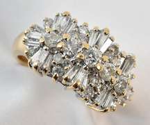 Flashy Baguette & Round Diamond Cluster