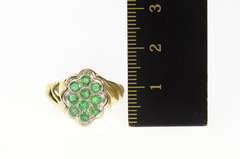 14K Yellow Gold 0.30 Ctw Emerald Retro Twist Statement Ring