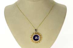 14K Yellow Gold Victorian Enamel Seed Pearl Clover Charm/Pendant