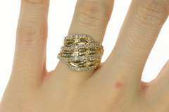 10K Yellow Gold 1.56 Ctw Wavy Diamond Statement Band Ring
