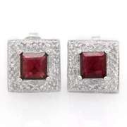 2 CARAT GARNET STERLING SILVER EARRINGS