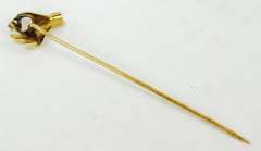 Antique 14K Hand & Diamond Stick Pin
