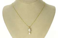 14K Yellow Gold Ornate Rough Pearl Diamond Statement Pendant