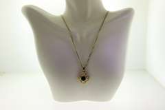 Italian Sterling Silver Blue Stone Pendant With Chain