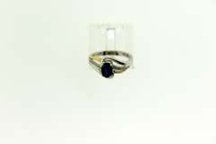 Sterling Silver And 14KT White Gold Blue Sapphire Ring