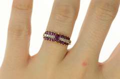 14K Yellow Gold Marquise Ruby Diamond Tiered Statement Ring