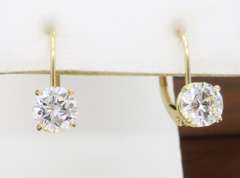 Diamond Solitaire Lever Back Earrings