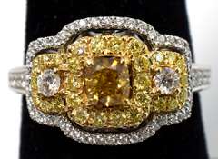 Extravagant White & Yellow Diamond Ring in 14KT White Gold