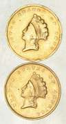Lot (2) 1855 & 1855-O Indian Princess Head Gold Dollars