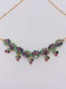 11.0 Carat Ruby, Emerald, & Blue Sapphire Necklace in 14kt