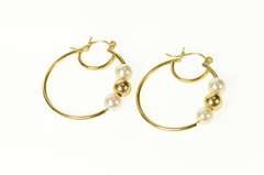 14K Yellow Gold Pearl Beaded 31.4mm Statement Hoop Earrings