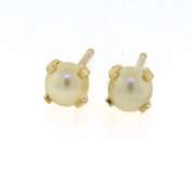 Classic 14kt YG White Faux Pearl Stud Earrings