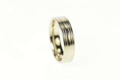 14K White Gold 5.9mm Grooved Classic Men's Wedding Band Ring