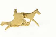 14K Yellow Gold Horse Buggy Cart Chariot Stud Earrings