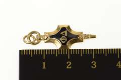 10K Yellow Gold Phi Delta Black Enamel Ornate Charm/Pendant