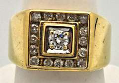 Gents Heavy 14kt Gold 1.50 CARAT Diamond Ring